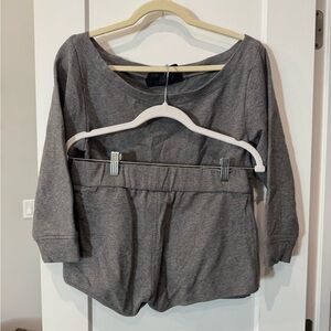 Norma Kamali Gray Long Sleeve Top and Shorts Set